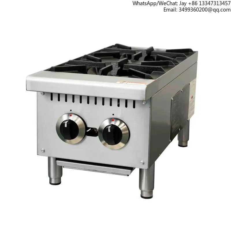 

305*305 Mm Cast Iron Grates 2-Burner Stainless Steel Gas Range Cooker For Restaurants And Kitchen Cooking