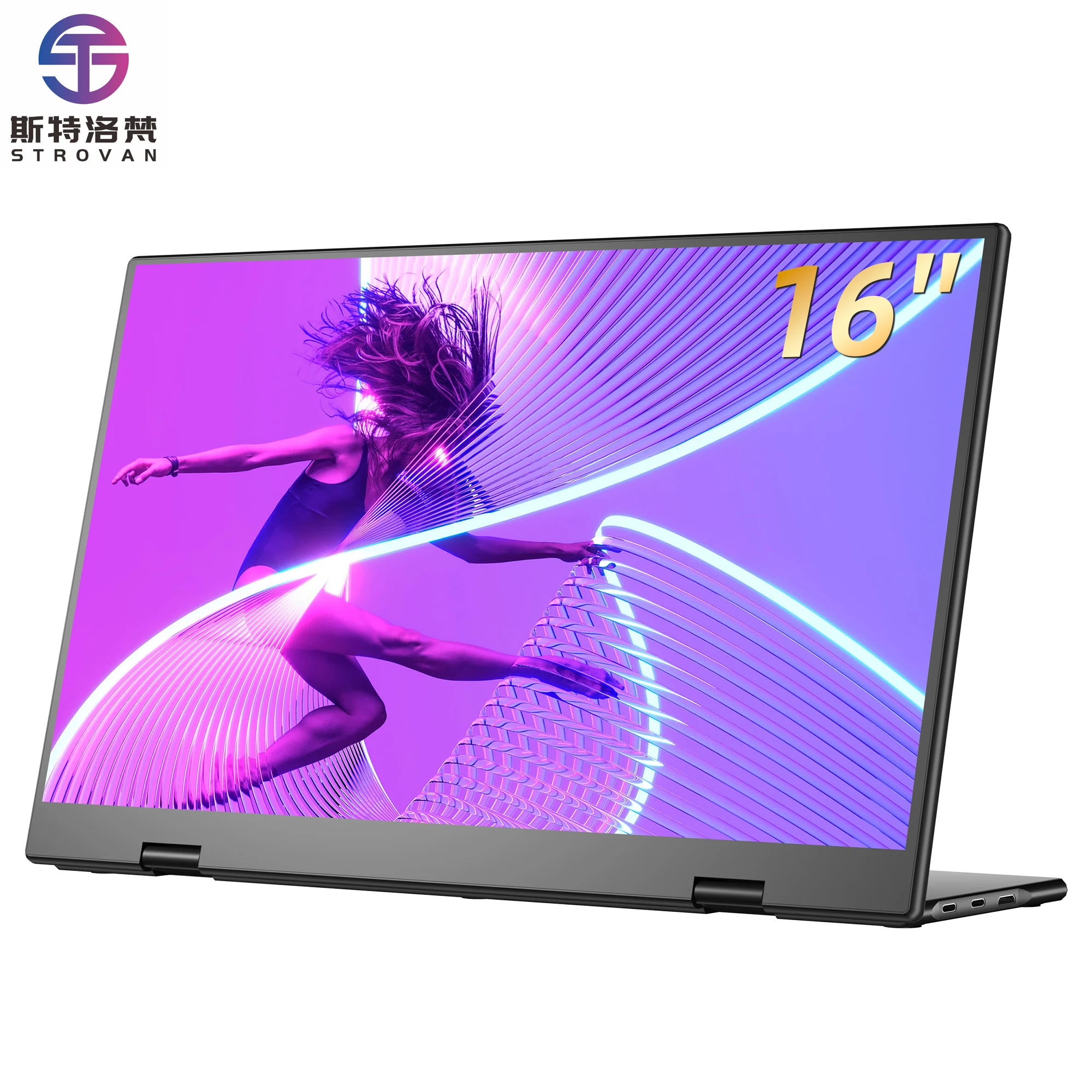 

16-дюймовый портативный монитор Type-C, 1200p FHD, ультратонкий дизайн, два порта USB-C для ноутбуков, ПК, смартфонов, PS5, Xbox