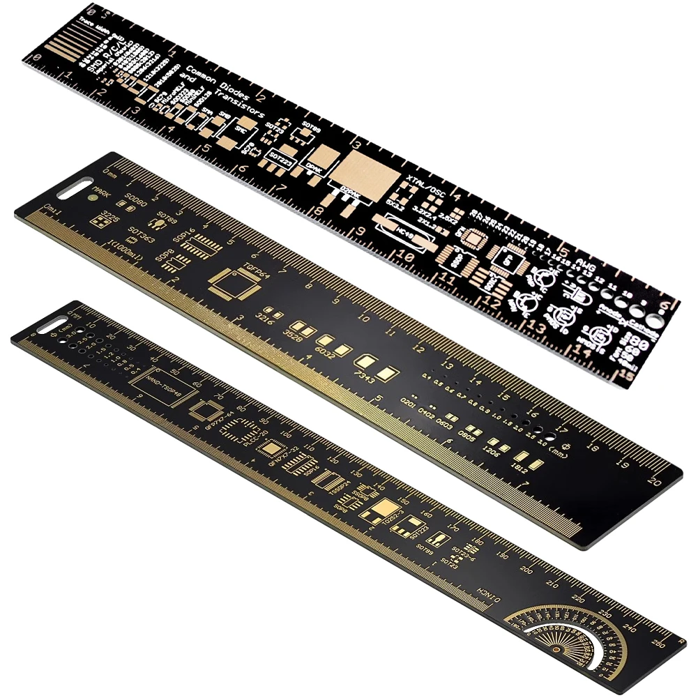 15cm 20cm 25cm PCB Ruler Measuring Tool 180 Degrees Electronic Engineers Ruler Resistor Capacitor Chip IC SMD Diode Transistor