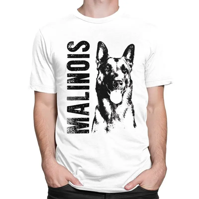 Custom Malinois Dog Belgian Shepherd Mechelaar Tshirt for Men Short Sleeve Leisure T-shirts Loose Fit Pure Cotton Tees