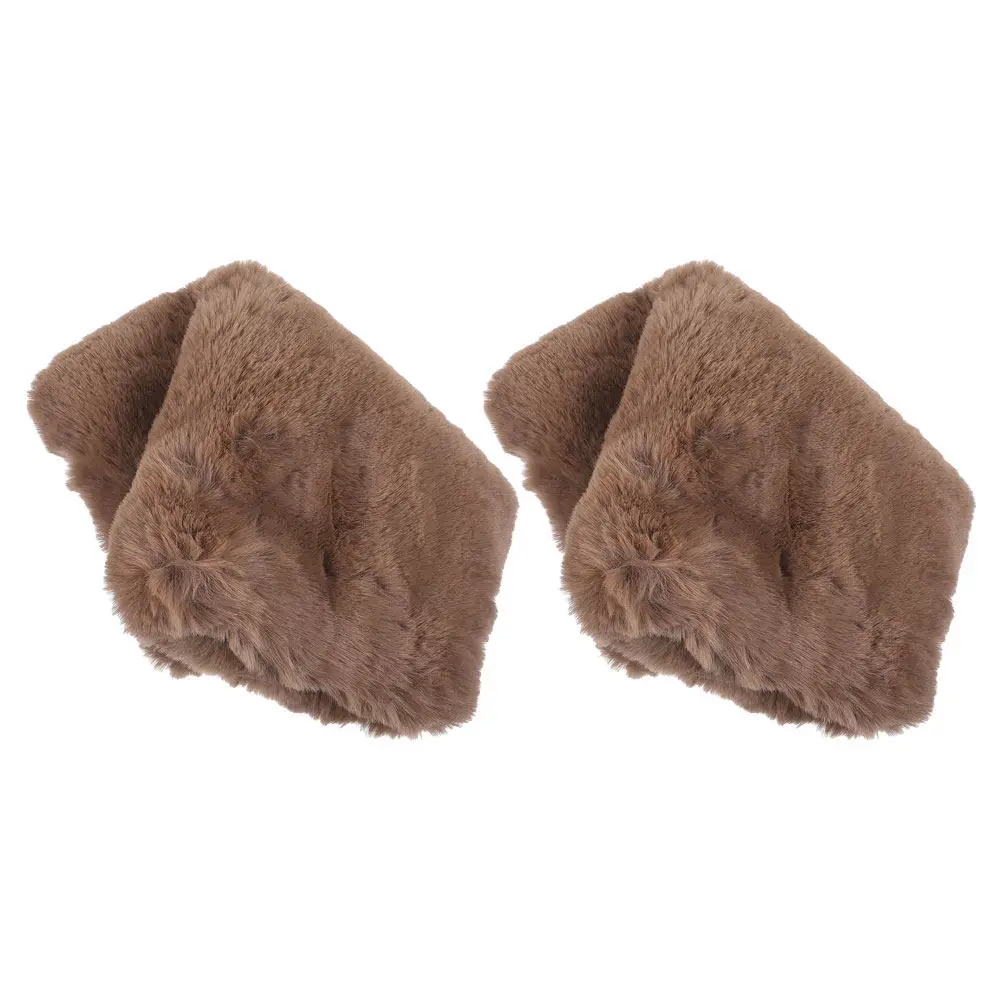 

2Pcs Hand Muff Pillow Winter Warm Insulated Soft Faux Hand Warmer Portable for Outdoor Activities Light Brown Fuzzy Pouch Muff