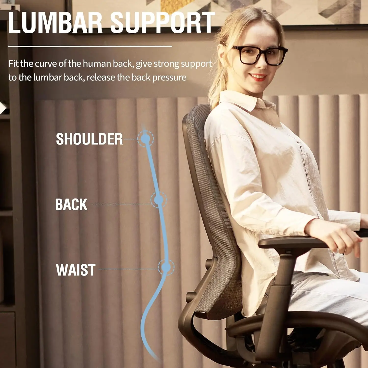 Ergonomic Mesh Office Chair, Computer Desk Chair,Sturdy Task Chair, Apoio lombar ajustável e braços, Tilt Function