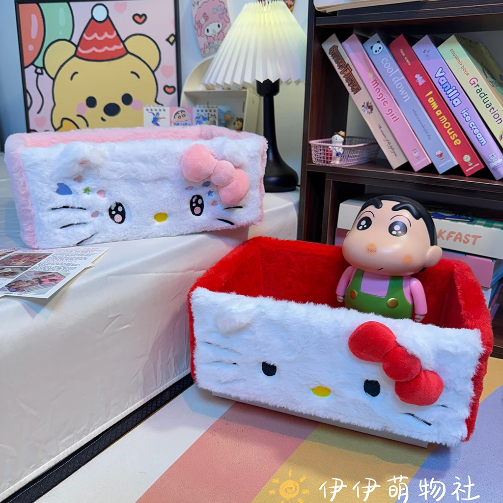 

Lovely Hello Kitty Organizing Storage Baskets Case Student Girl Desktop Storage Container Storage Box Desktop Decoration Gifts