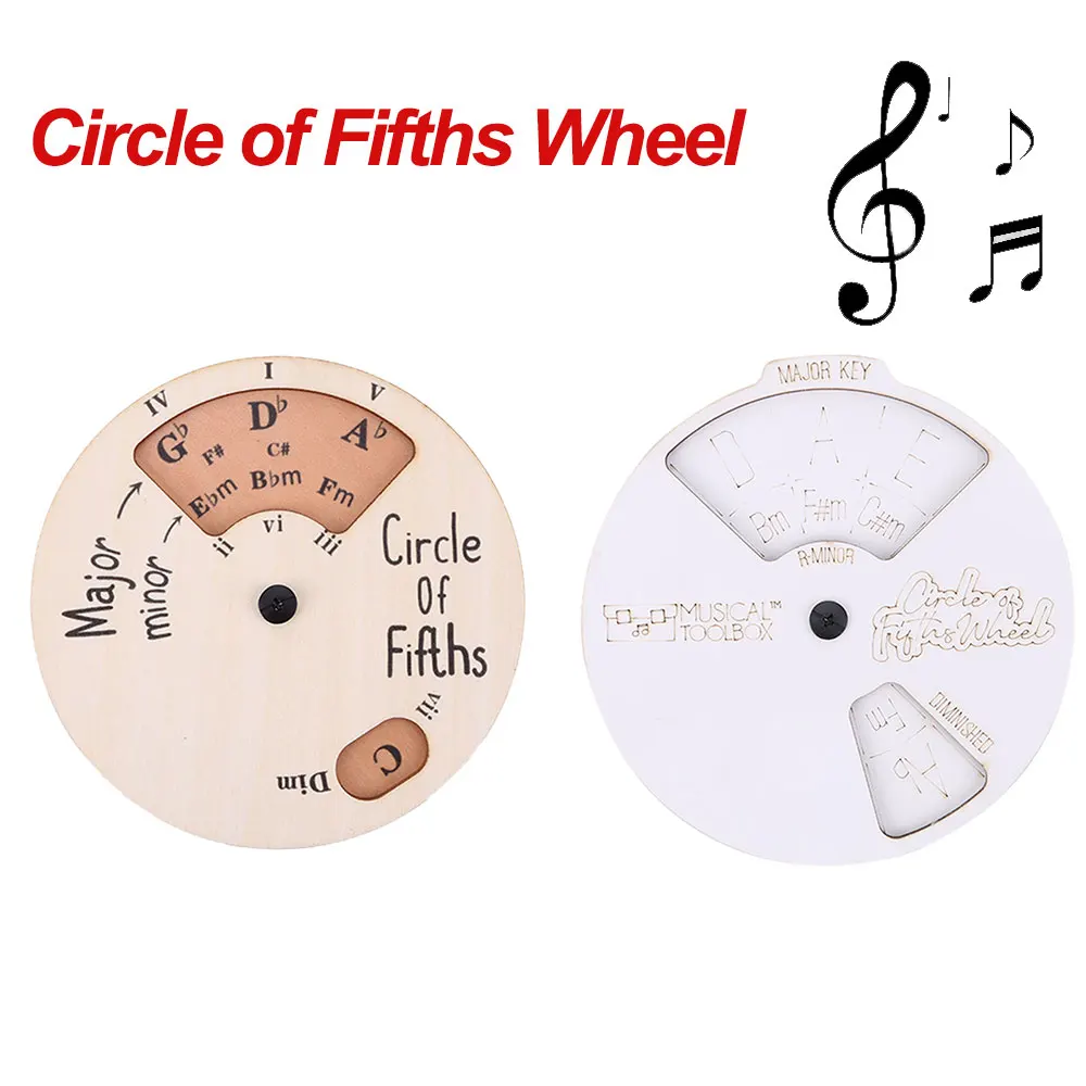 1-5pc Round Music Melody Tools Modern Minimalism Log Color Wooden Instrument Tools Circle of Fifths Wheel Instrument Accessories