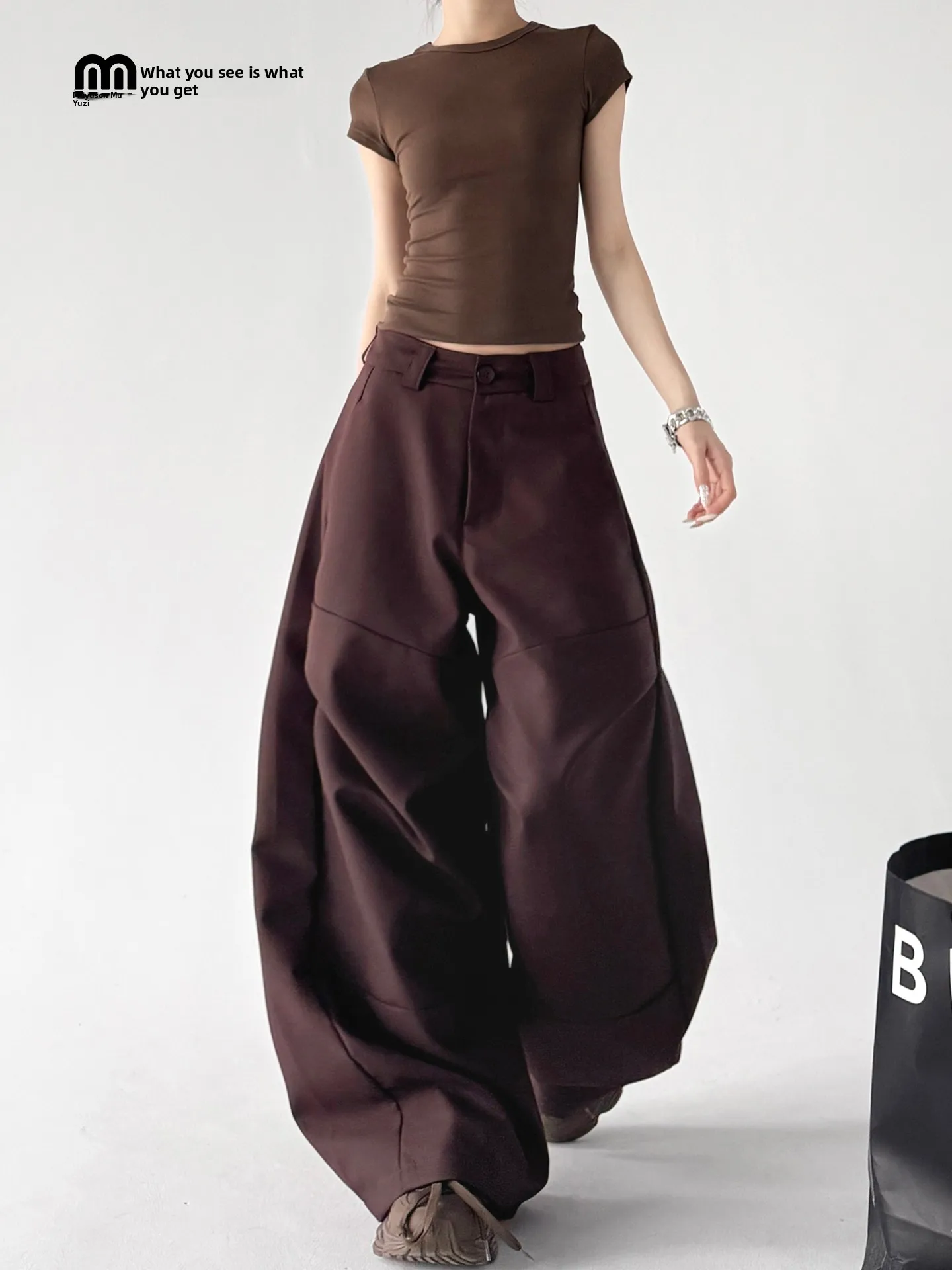 

High Waist Wide Leg Pants Women's Loose Drapey Slimming Casual Bla Faionable Spring New Sle Polyester Cotton Blend