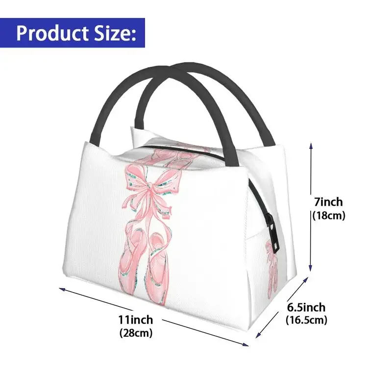 Ballet Shoes Portable Lunch Boxes for Ballerina Dancer Cooler Thermal Food Insulated Lunch Bag Travel Work Pinic Container