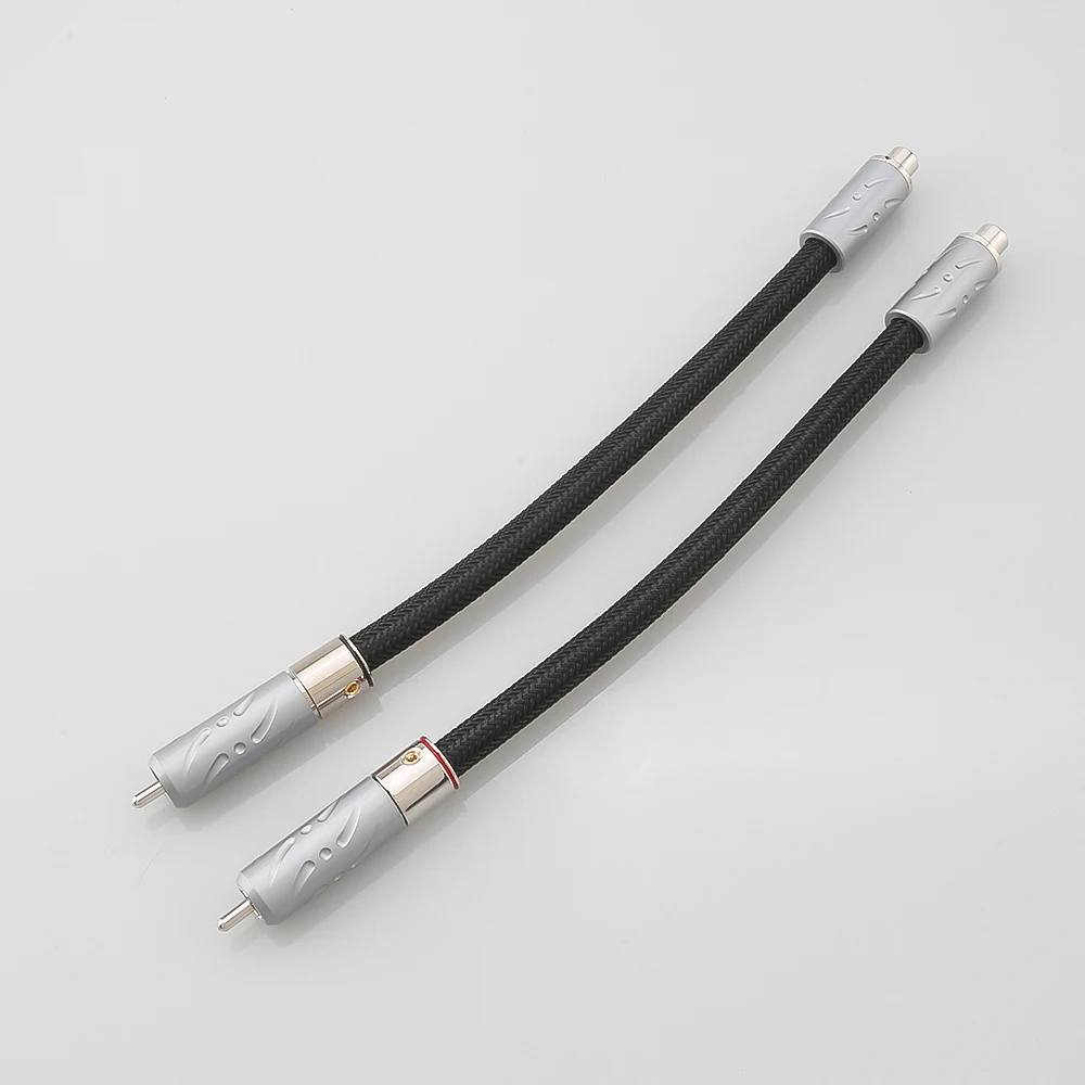 15cm Pure Silver Cable Viborg RCA Male Plug to Viborg RCA Female Extension Cable HIFI