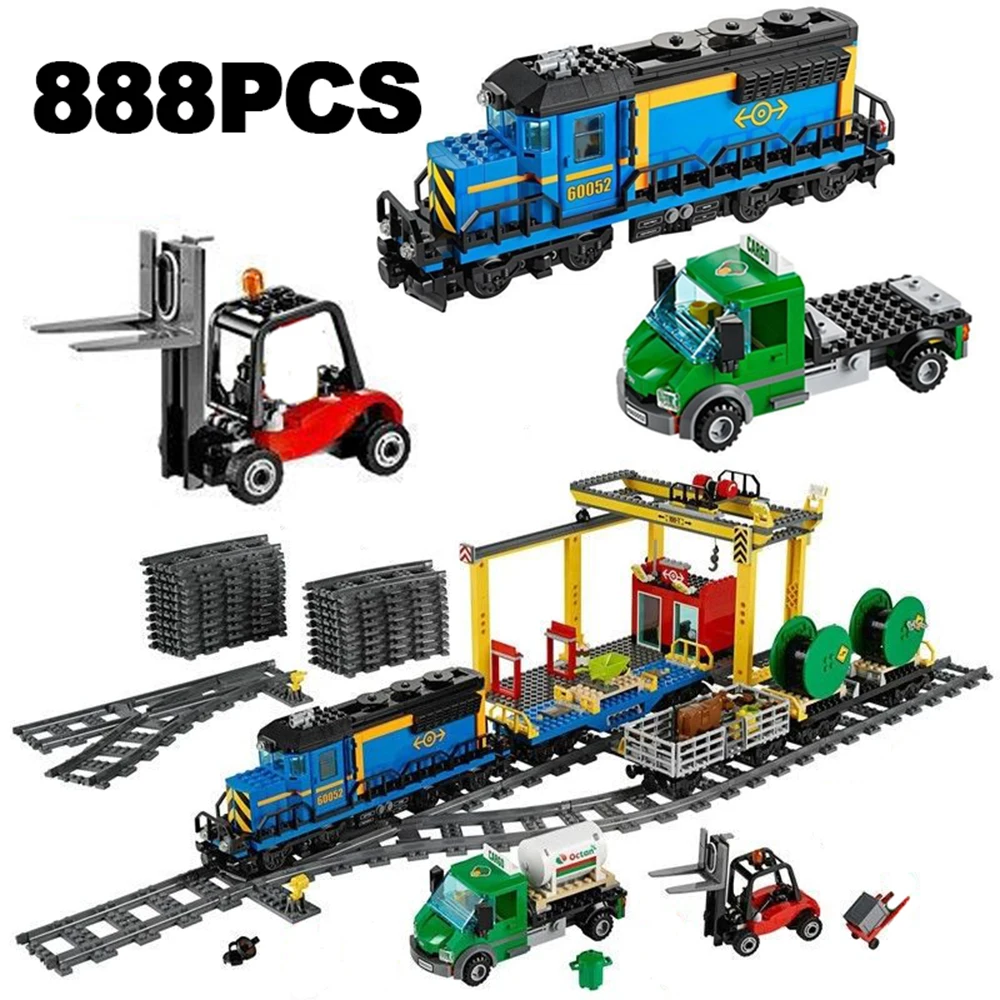 

In Stock City High Cargo RC Train Motorized Remote Control Model Technical Brick Building Blocks Toys for Adults Children Gifts