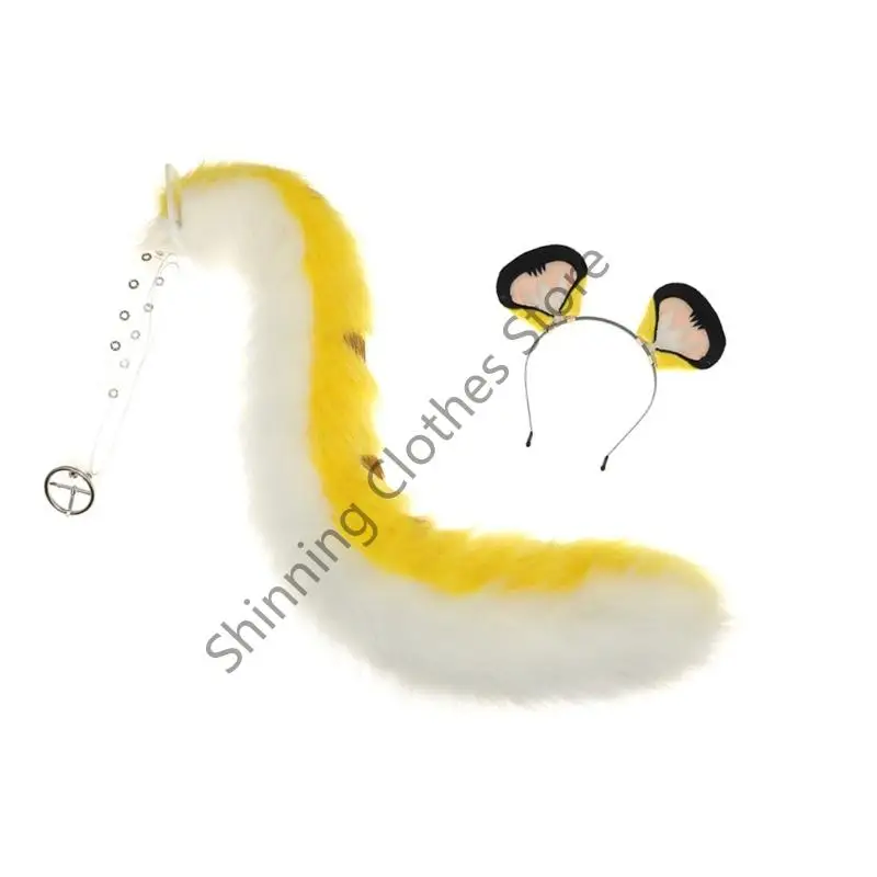 

M68A Tigers Ear and Wolf Foxes Animal Tail Cosplay Costume Faux Furs Hair Clip Headdress