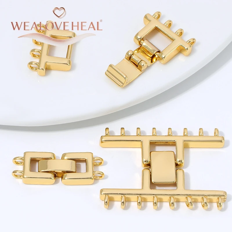 armband verschluss, 18K vergoldeter Messing-Mehrstrang-Kastenverschluss für Perlenketten und Armbänder, 2, 4, 8-reihiger Verbinder, DIY Schmuckherstellungszubehör, Verschluss – Detail 20