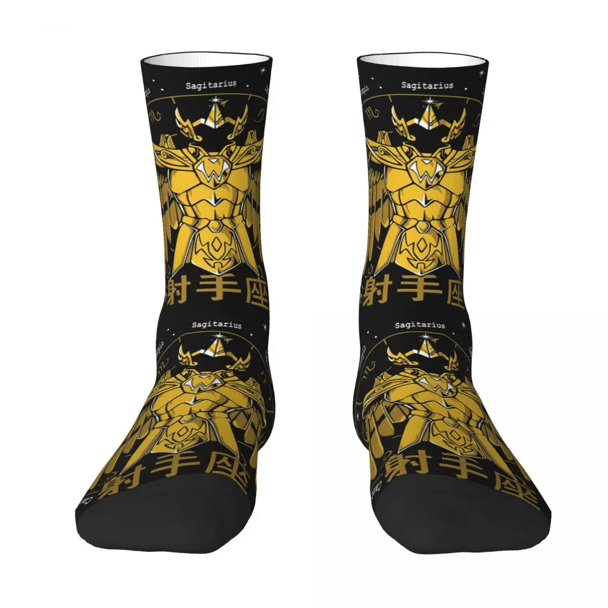 All Seasons Crew Stockings Knights Of The Zodiac Sagittarius Cloth Milo Gold Saint Seiya Socks Harajuku Funny Hip Hop Long Socks