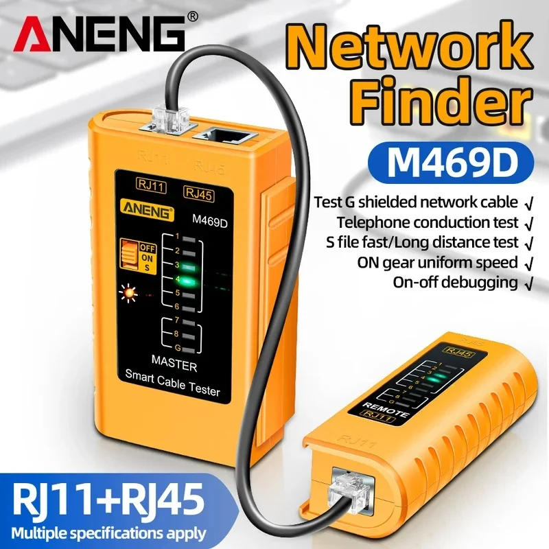 ANENG M469D Professional Network Cable Tester LAN RJ45 RJ11 RJ12 CAT5 UTP Cable Detector Networking Repair Tool