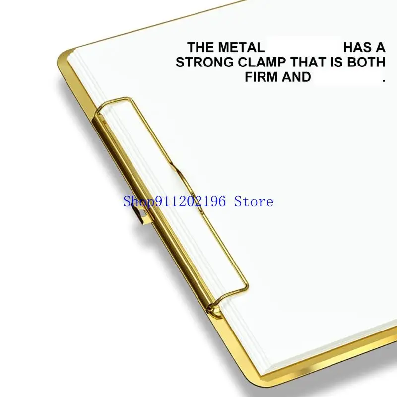 

P82A Профессиональный золотой буфер обмена Сверхмощный металлический блокнот для письма для офисов, школьных конференций, и