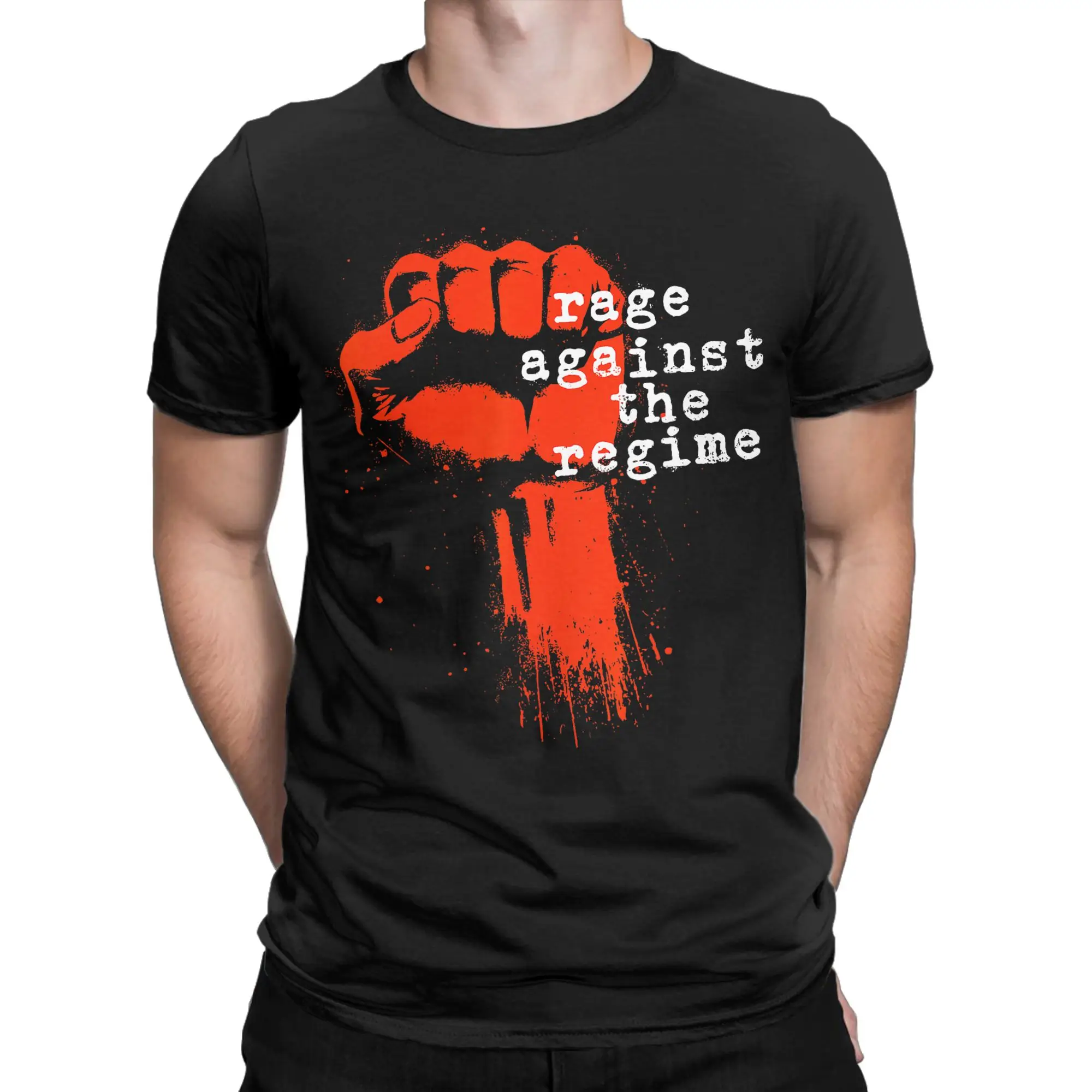Rage Against the Machine T-Shirt Summer  Trendy Cool T Shirts Men's Cotton Crewneck Plus Size Clothes Short Sleeve Basic Tshirt