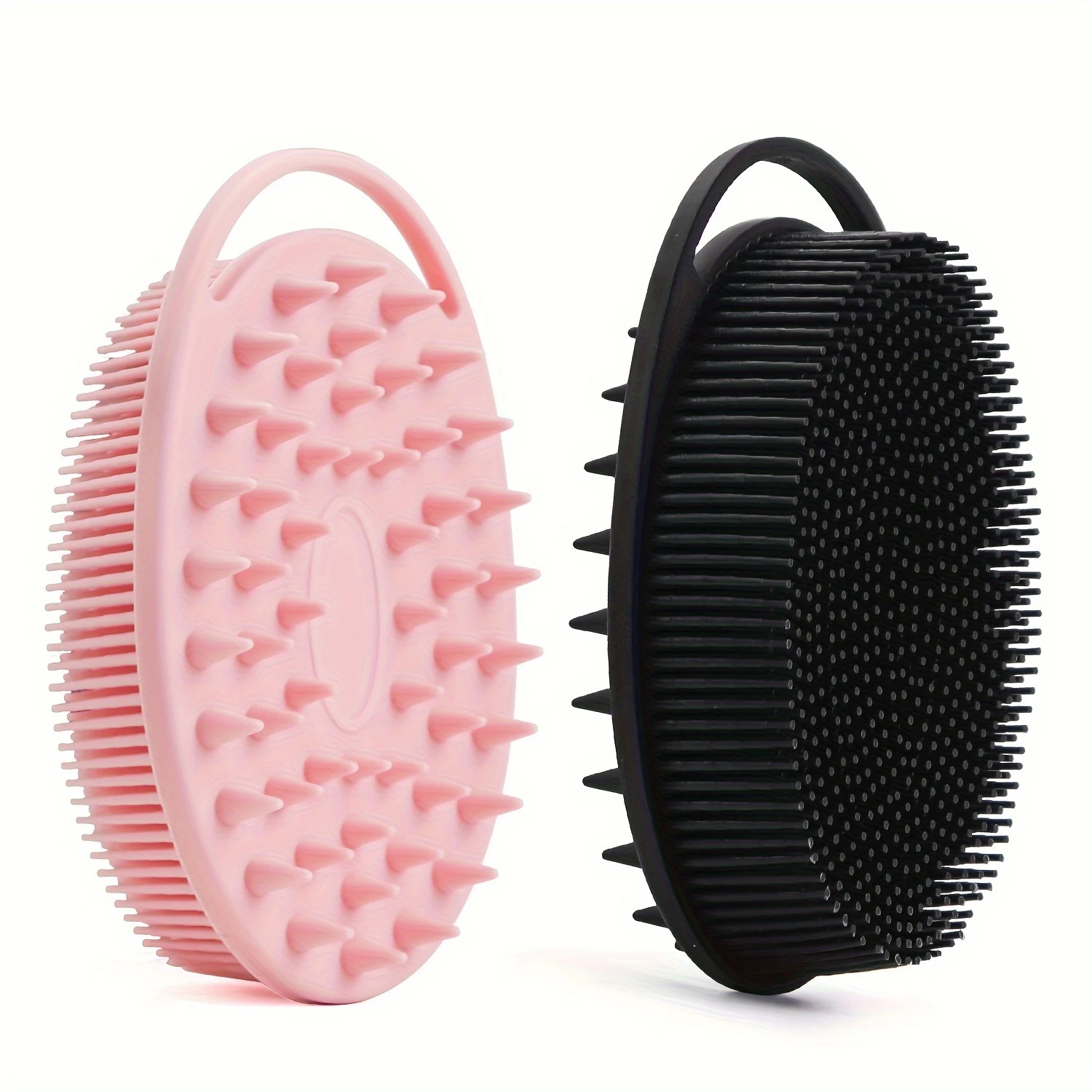 2-Piece Silicone Body Scrubber & Shampoo Brush Set - Dual-Sided Loofah Design For Exfoliating And Scalp Massage, Perfect For All