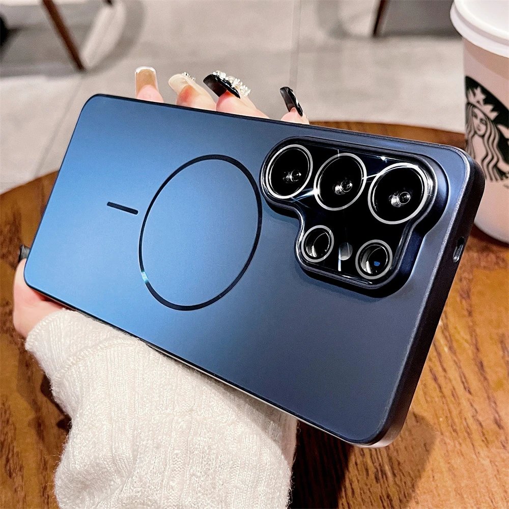 Für Magsafe Ultradünne Magnetische Laser-Handyhülle für Samsung S26 S25 S24 Ultra Plus Kabelloses Laden Metallische Lackierung Rückseite