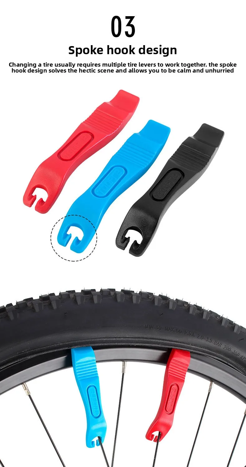 TOOPRE Fahrradreifen-Hebel für Mountainbikes und Rennräder, Hochfester Nylon-Kunststoff-Reifenhebel, Reifenwerkzeug – Detail 5