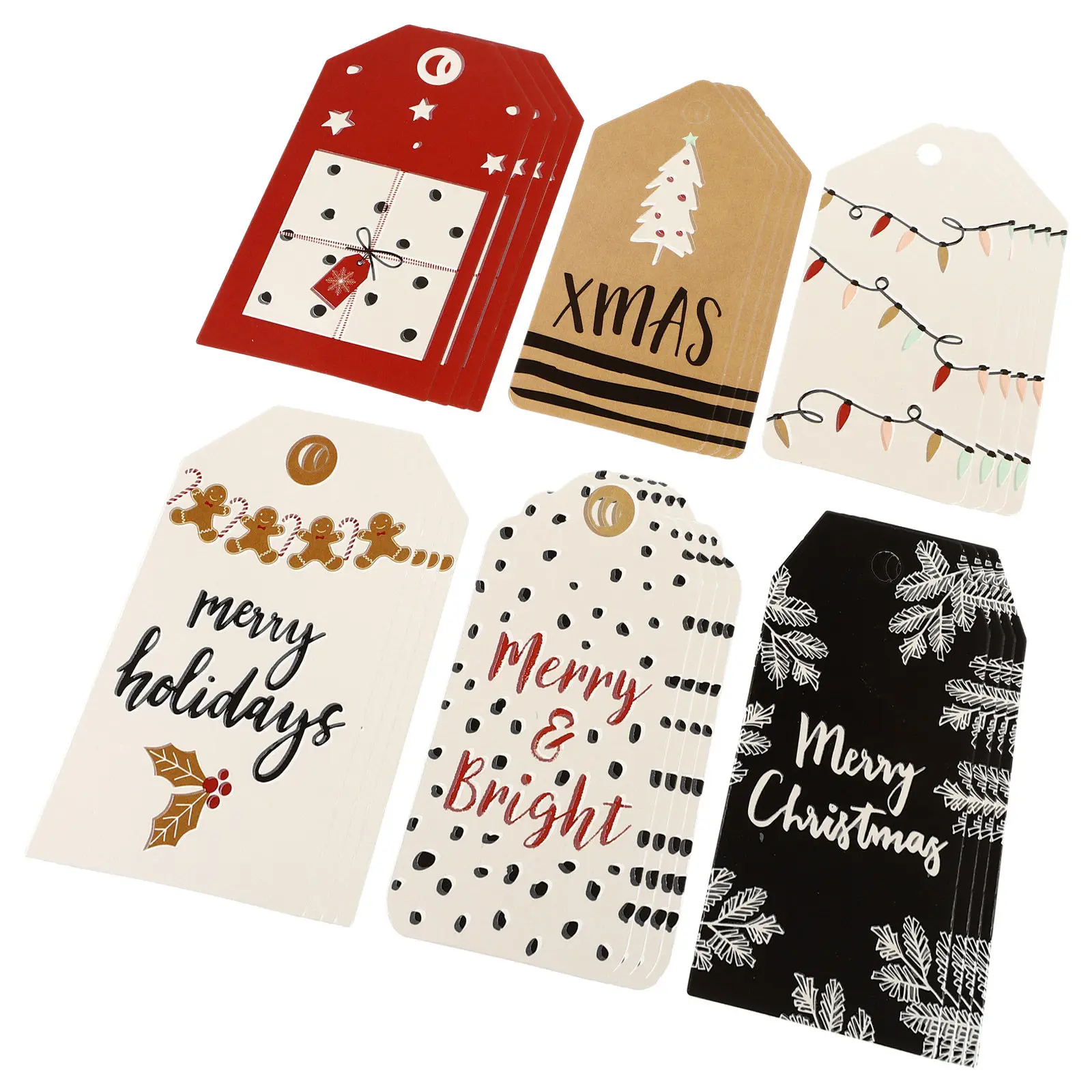 

24Pcs Xmas Tree Hanging Paper Tags Decorative Christmas Gift Labels Party Supplies Hanging Decorations Decorative Tag