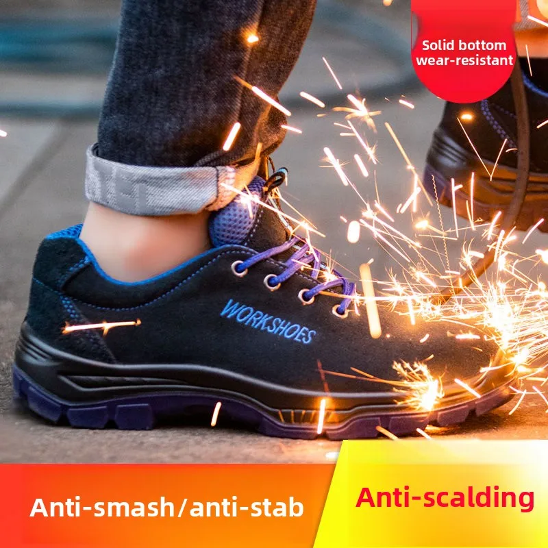 Herren-Sicherheitsschuhe, Arbeitsschuhe mit weicher Sohle und Schutz, leichte Arbeitsschuhe, Stahlkappe, Schuhe, Anti-Smashing-Stichschuhe