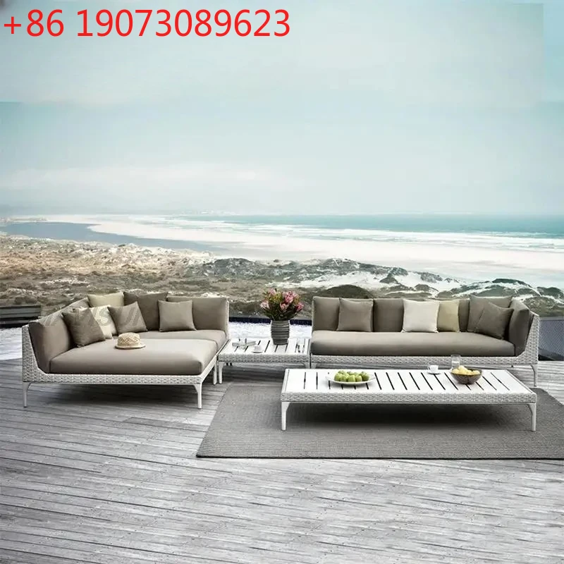 

New Outdoor Garden Rattan Sofa For Courtyard Balcony Living Room