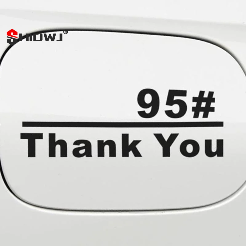 2Pcs Thank You Sticker Personalized Car Fuel Tank Cover Sticker Creative Plus No. 92 95 No. 98 Oil-Type Tips Black White