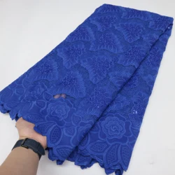 Royal blue Fashion African Cord Lace Fabric Milk Silk Embroidered Lace Nigerian French Tulle Fabric for Wedding Party Dress Mate