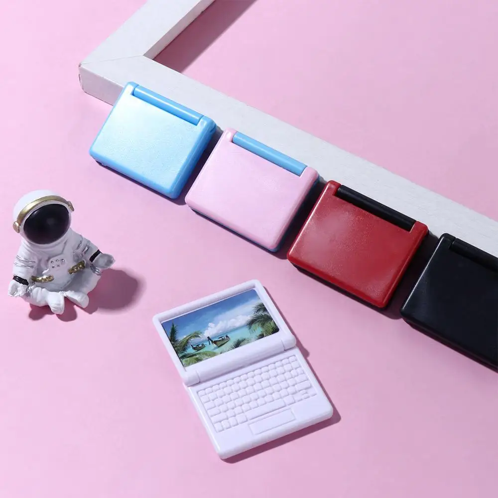 Accesorios DIY en miniatura para ordenador, casa de muñecas, muebles para casa de muñecas, ordenador para casa de muñecas, portátil de simulación en miniatura