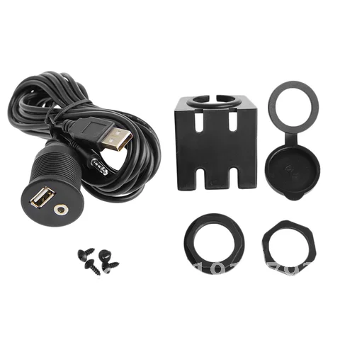 

Car Dashboard Mount 3.5mm USB 2.0 AUX Socket Extension Lead Panel Cable 1m/2m