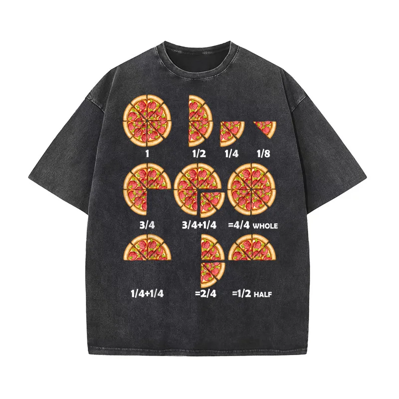 

Maths Day Costume Idea Man Teachers Pizza Slice Fraction T-shirt Men's Tee Shirt Short Sleeve Male Clothes Fashion