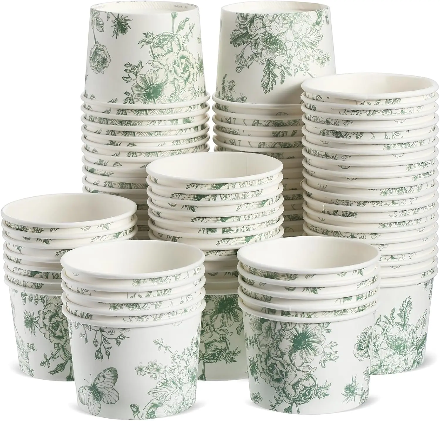 

100 Pcs 8 oz Treat Snack Cups Bulk Summer Ice Cream Bowl Cute Cups Disposable Party Favors Paper Bowls for Hot Cold Food