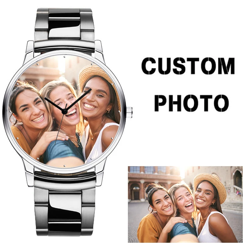 OEM Design Custom Dial Watch Japanese Quartz Movt Design Your Own Background Picture Printing Wrist Watch 1pc