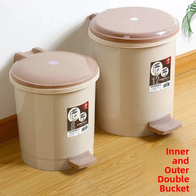 

Large Size Foot Pedal Tra Can with Lid for Living Room Bedroom Kitchen Home Use Toilet Garbage Bag round Barrel ape