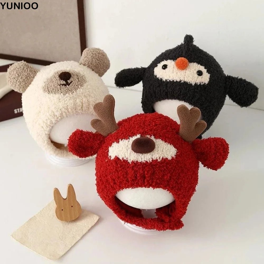 

Cute Winter Baby Crochet Hat Cold-Resistant 6-30 Months Toddler's Plush Knitted Hat Windproof Breathable Kids Ear Protection Hat