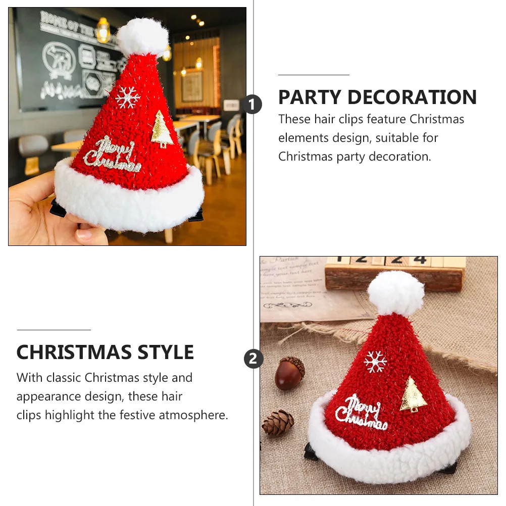 4pcs Christmas Hair Barrettes, Red Cartoon Hair Clips for Girls, Festive Holiday Hair Accessories