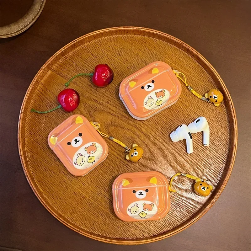 

Cute Cartoon Bear Case for AirPods 4 Airpod 1 2 3 Pro Pro2 Bluetooth Earbuds Charging Box Protective Earphone Case Cover