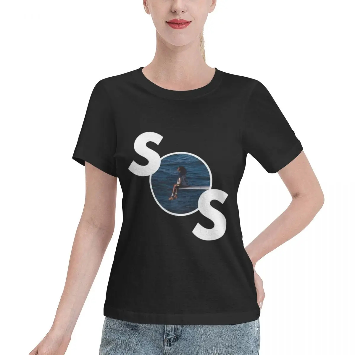 

Sos Women's T-shirt, Casual Short Sleeve Cotton Blend Crew Neck Tee, Women's Clothing for Outdoor