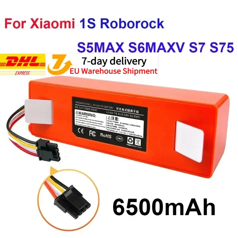 14.4V 6500mAh Replacement Battery for XiaoMi 1S Roborock S5MAX S6MAXV S7 S75 Sweeping Mopping Robot Vacuum Cleaner