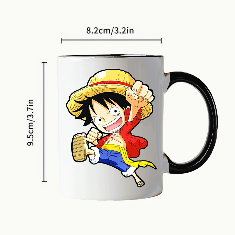 Tasse en céramique dessin animé One Piece, Luffy Roronoa Zoro, Sanji Kawaii Ctue, cadeaux de Noël pour les amis et la famille, 1PC