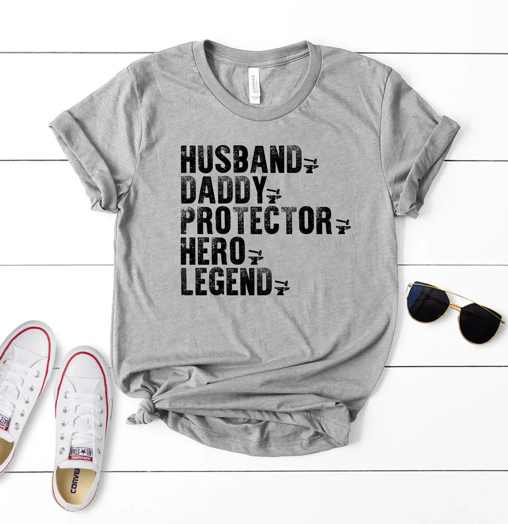 Fathers Day T Shirt Husband Daddy Protector Hero Mens Dad For