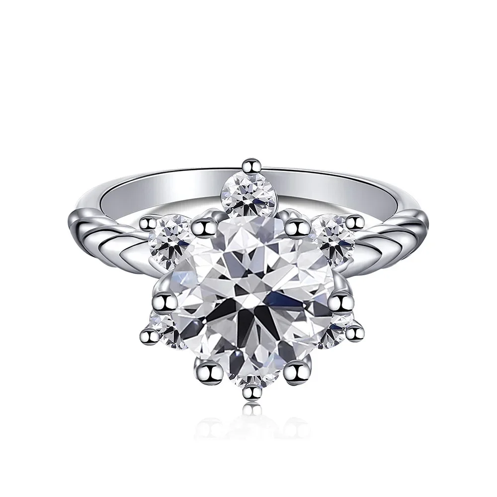 STL Cross Border Live Streaming Hot Selling S925 Sterling Silver One Carat 5A Zircon High Carbon Diamond Snowflake Fashion