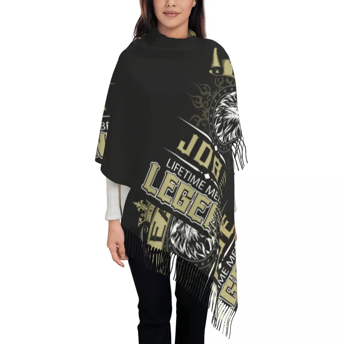 Eagle Lifetime Scarf Jobe Name Print Outdoor Shawl Wraps with Tassel Female Fashion Scarves Wraps Winter Design Bufanda Mujer