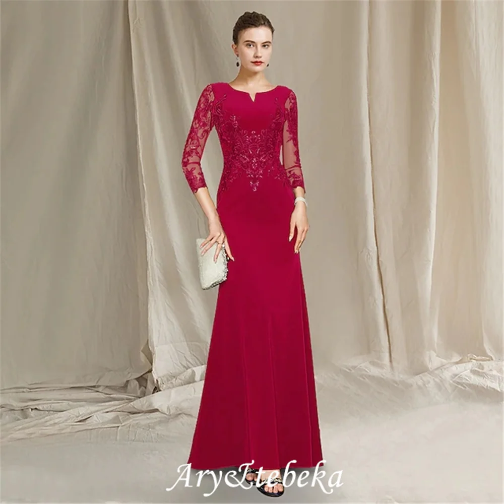 

Mother of the Bride Dress Elegant Jewel Neck Floor Length Chiffon Lace Short Sleeve with Sequin Ruffles Appliques