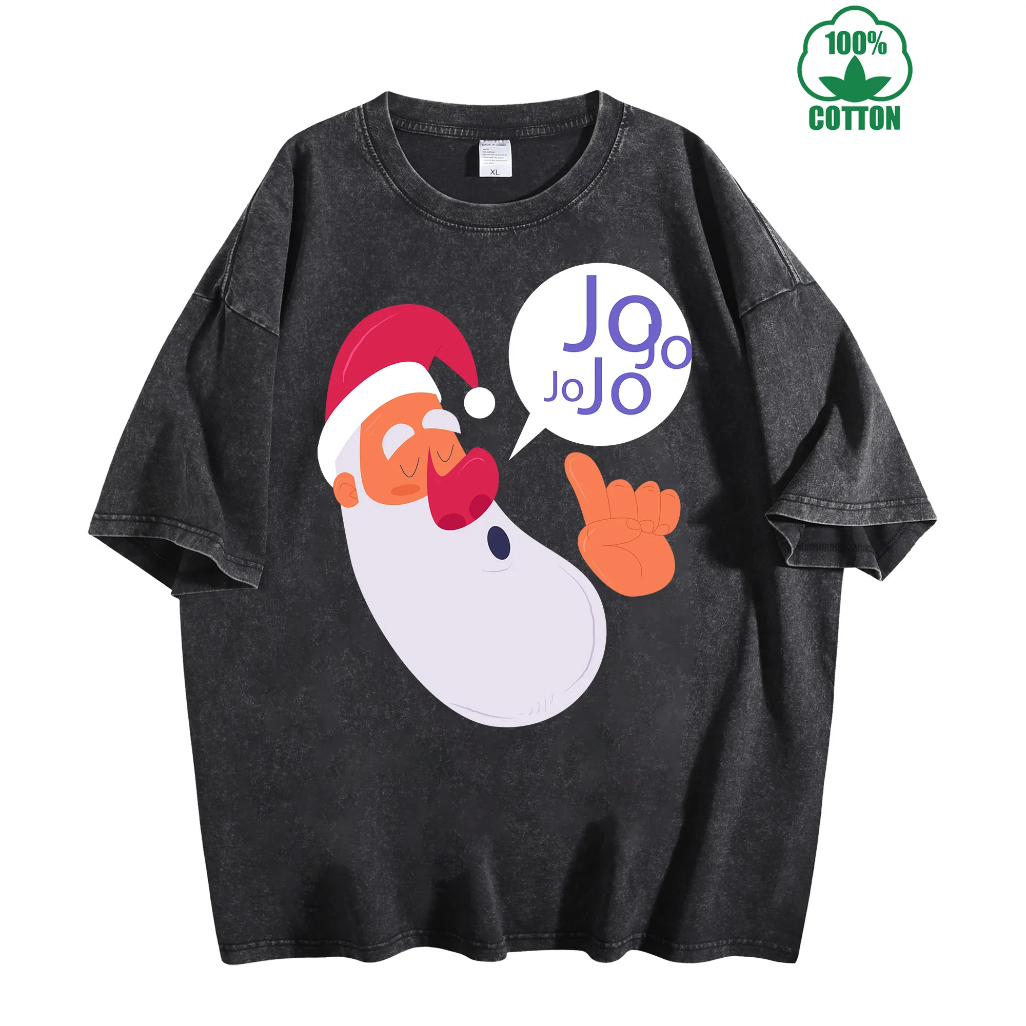 تي شيرت كلاسيكي مطبوع عليه رسومات سانتا كلوز المشاغب 230 جرام 100% قطن للجنسين ملابس خروج كبيرة الحجم مريحة