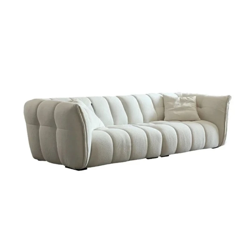 Simple Silent Cream Style Lily Petals Living Room Small Apartment Straight Row Lambswool Designer