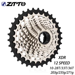 ZTTO New Road Bike 12 Speed XDR Cassette Ultralight Sprocket Gravel 12v 10-28T/10-33T/10-36T CNC High Steel K7 Bicycle Freewheel