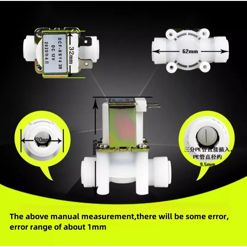 Kunststof magneetventielen Drinkfonteinen 12V 220V RO-machines, pijpleidingmachines, in-line kleppen 3/8\