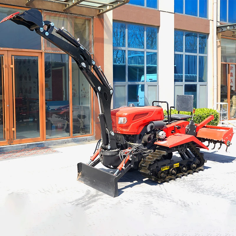 Best Selling 25-35hp Control Multifunction Ride on Chinese Mini Farm Tiller Crawler With Track for Sale