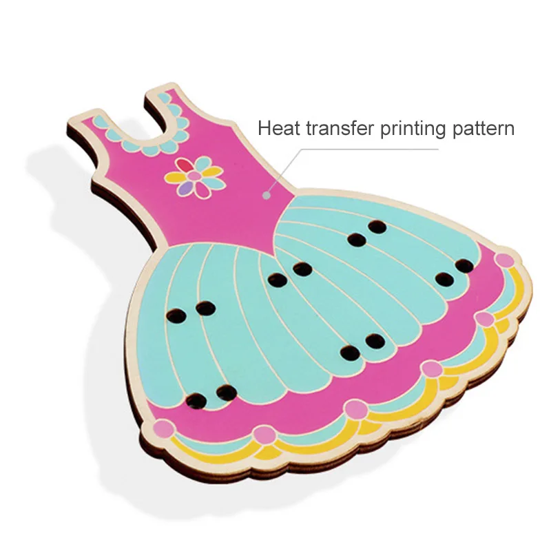1Set Montessori Children's Learn Basic Life Skills Teaching Aid Skirt Clothes Threading Button Sewing Board Game Educational Toy