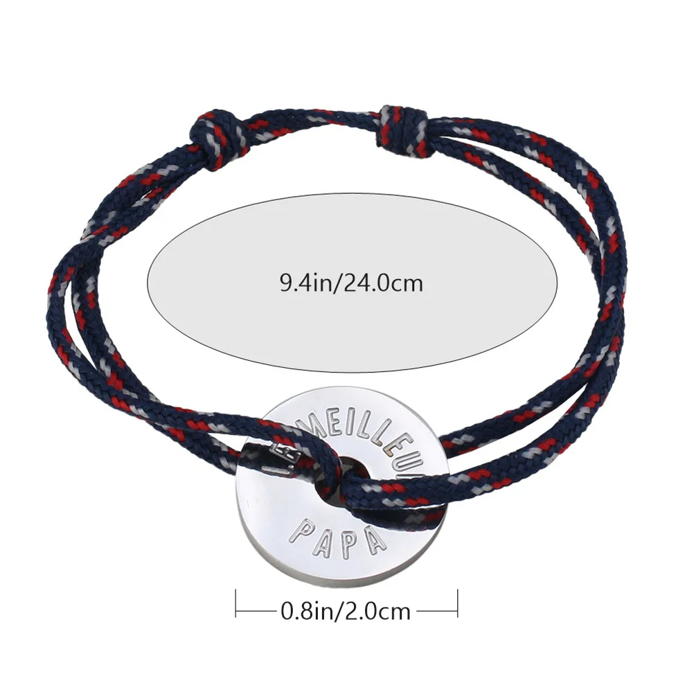 1pc braccialetto per la festa del papà per uomo catena intrecciata a mano braccialetto semplice regalo per papà festival indossare design durevole braccialetto maschile a mano