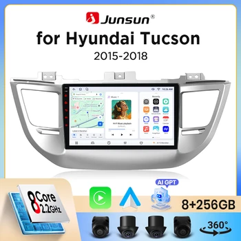 Radio para Auto Junsun con CarPlay Inalámbrico y Android Auto para Hyundai Tucson Mk3 (TL) 2015-2020, Ventilador de Enfriamiento Integrado, Navegación GPS Android, Reproductor Multimedia, WiFi, DSP, RDS, BT, SWC, Pantalla Táctil IPS, Autoradio, Reproductor de Video, Unidad Principal Estéreo 1